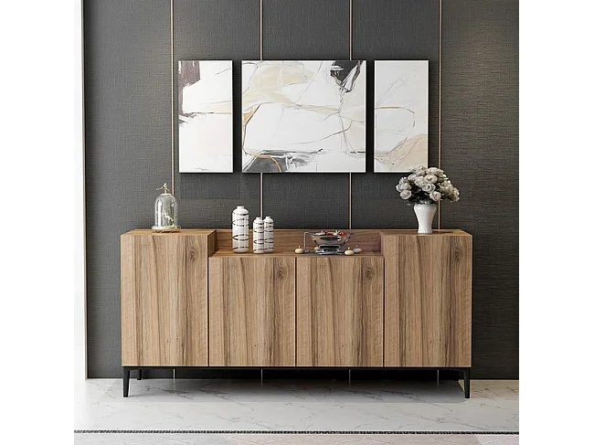 Armário Multiusos Ellaria, Noz, 160x42x75 cm, EPIKASA