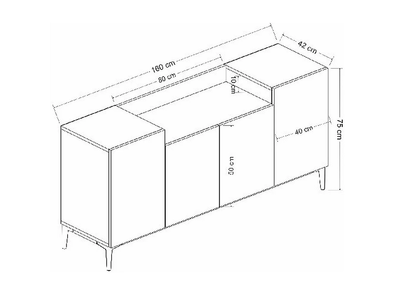 Armário Multiusos Ellaria, Noz, 160x42x75 cm, EPIKASA