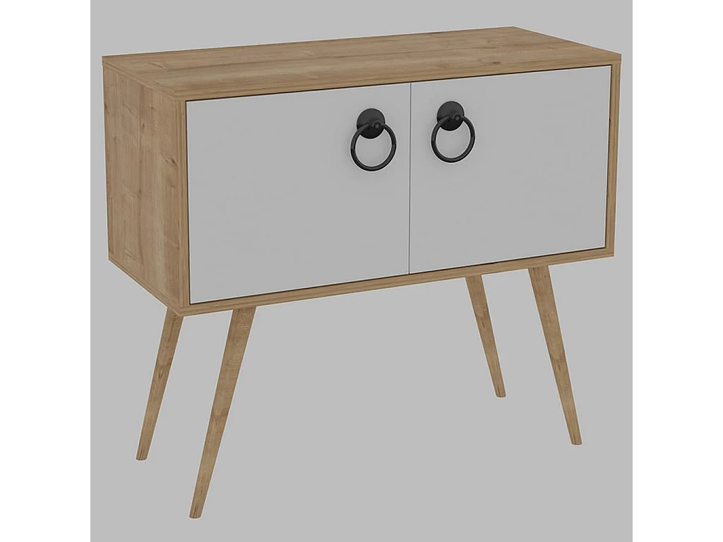 Armoire multi-usage Tia 90x40x80 cm Blanc et chêne
