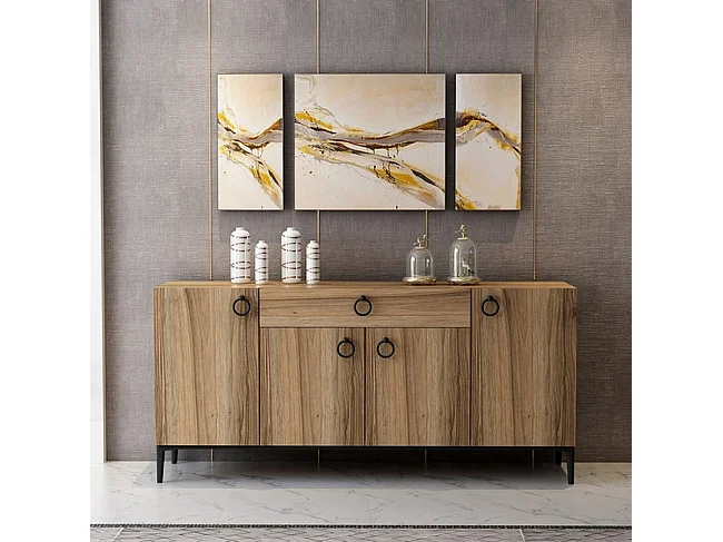 Armoire Multifonctionnelle Lune - Noyer - 160x42x75 - Homemania