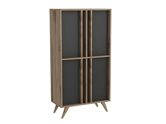 Mobile Multiuso Rilla - Noce, Antracite - 72 x 35 x 139 cm - EPIKASA