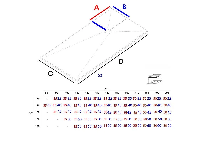 Piatto doccia ultrasottile 70 x 110 cm FUSENCE in resina finitura ardesia sabbia