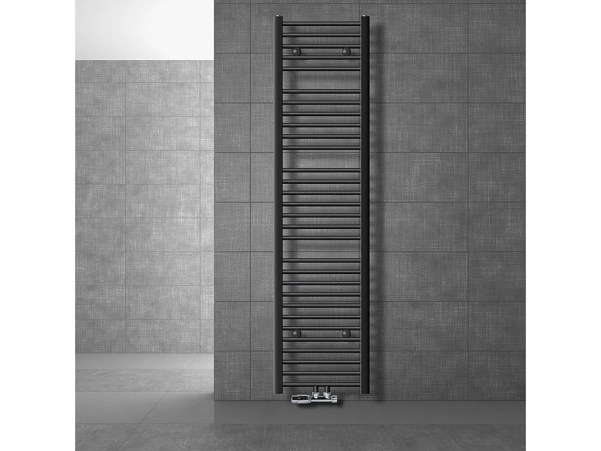 Radiatore Bagno 400x1800 mm Antracite Curvo Attacco Centrale Inferiore