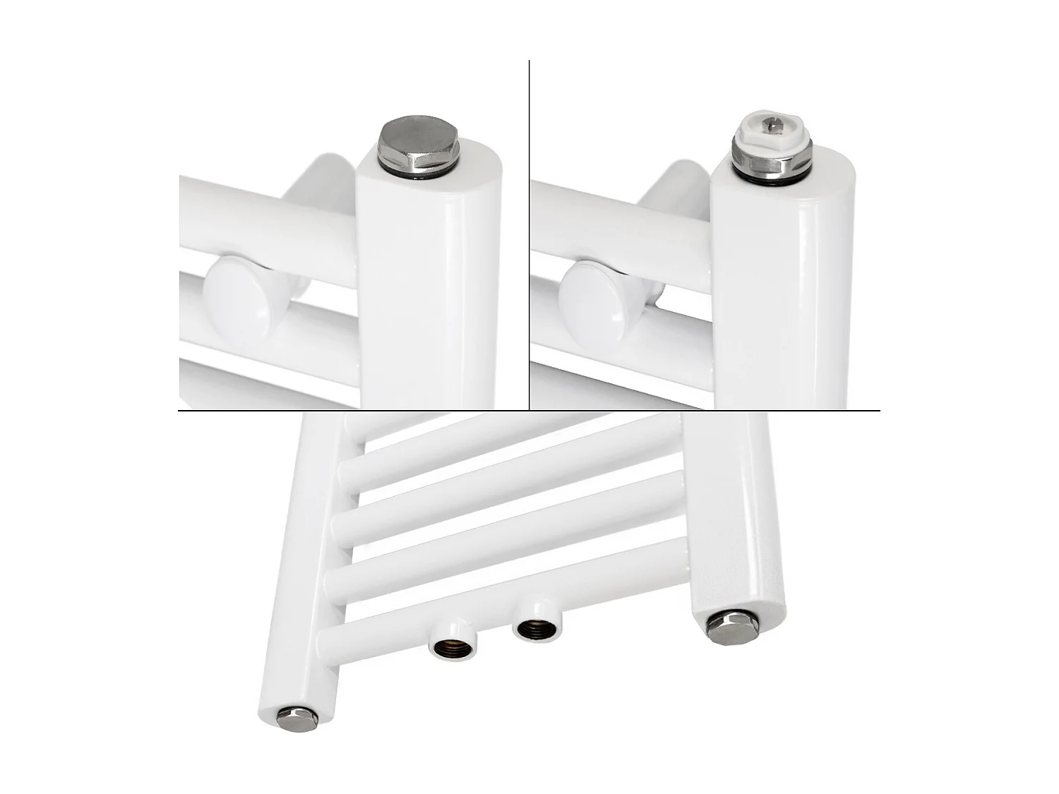 Radiateur de Salle de Bain 300x1400 mm Blanc Droite Raccord Central au Bas