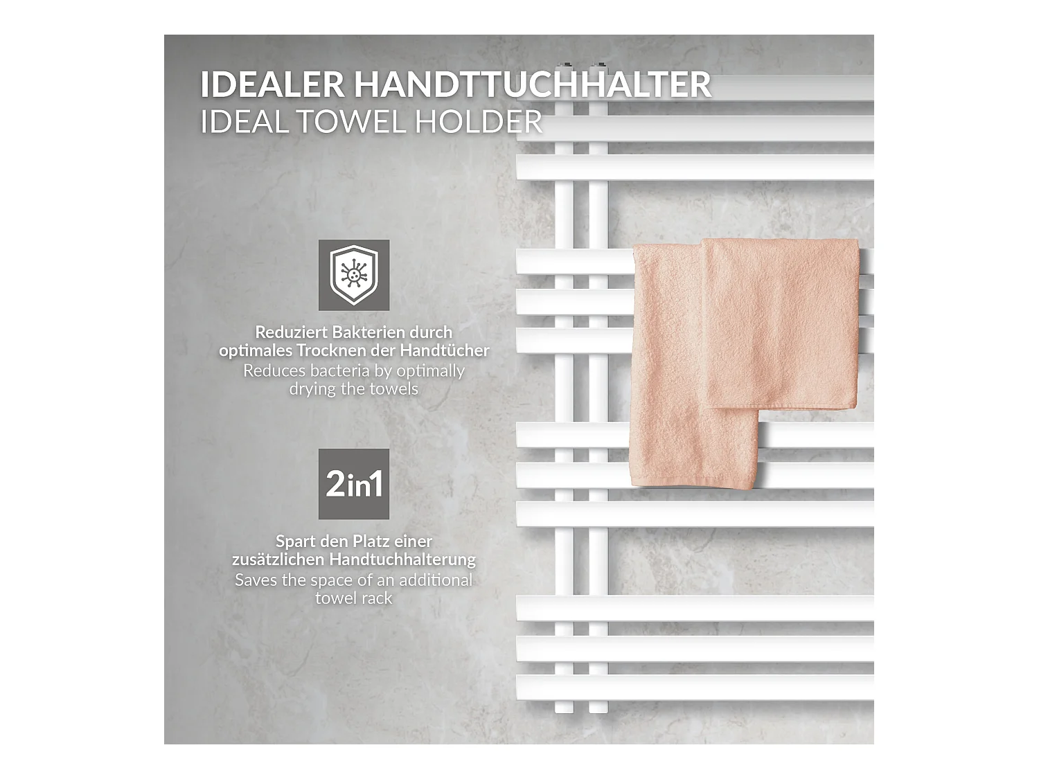Radiador de Diseño Iron EM 600x1000 mm Blanco Conexión Central Inferior con Embellecedor