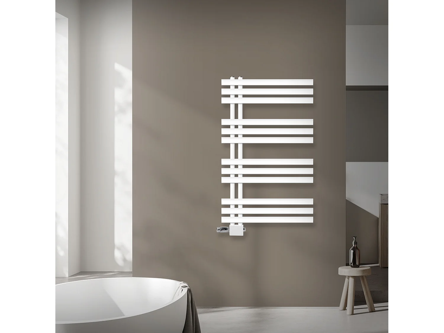 Radiateur Design Iron EM 600x1000 mm Blanc Raccord Central au Bas avec Garniture