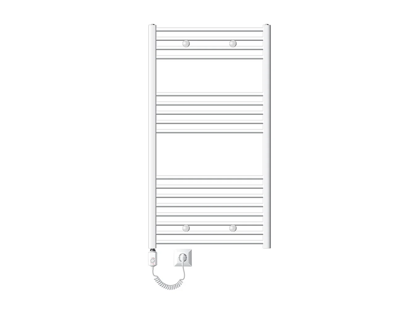 Radiateur avec Élément Chauffant Électrique 900W, 750 x 1200 mm, Blanc, Connexion Latéral