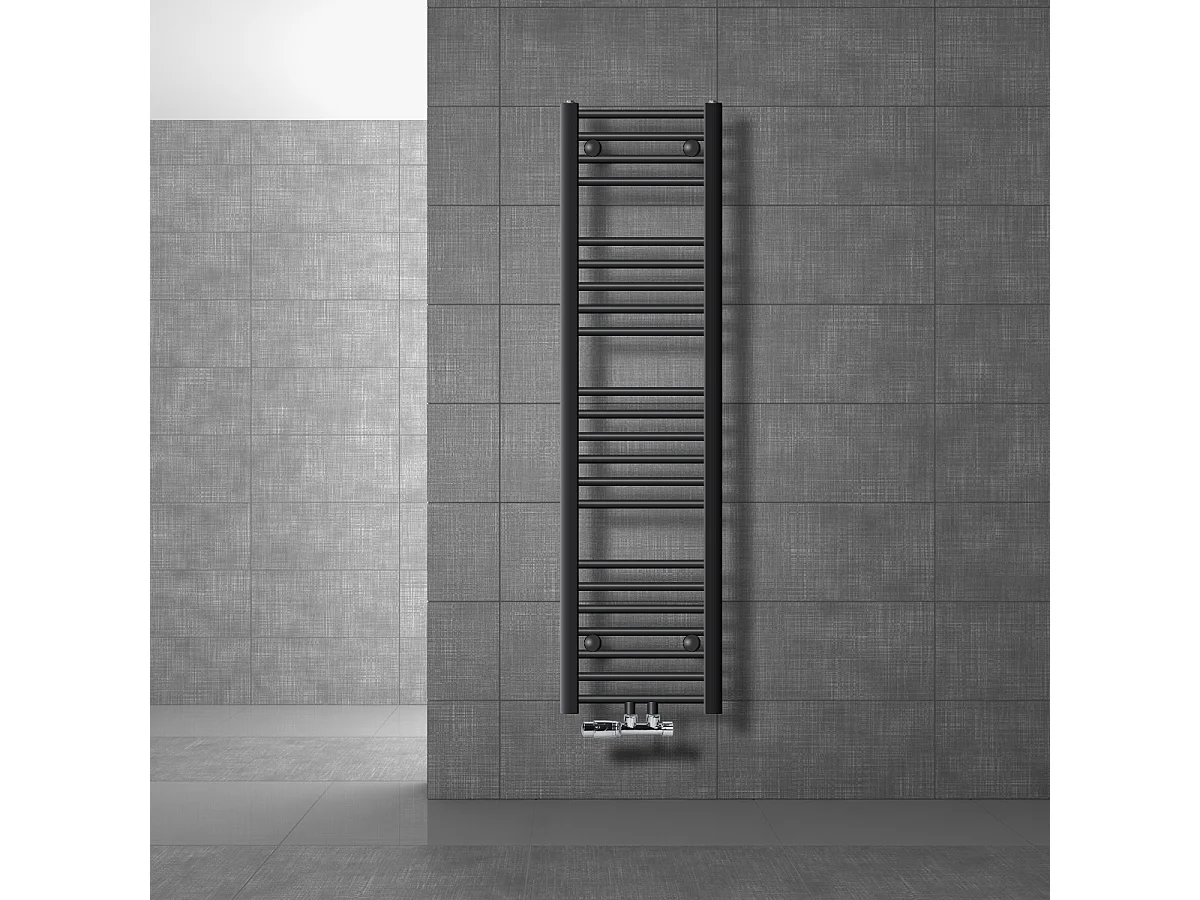Radiador de baño 300x1400 mm Antracita Conexión central derecha en la parte inferior