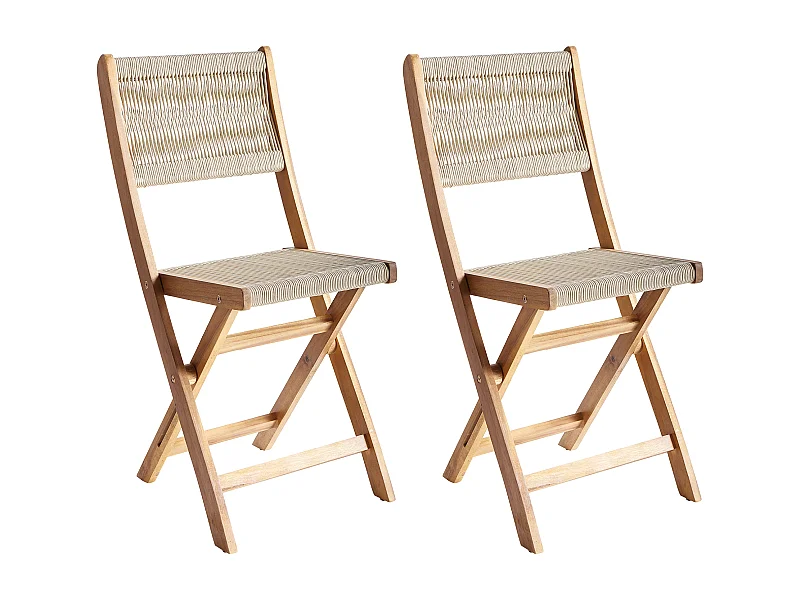 Lot de 2 chaises de jardin PROSSEDI Pliant Acacia Beige