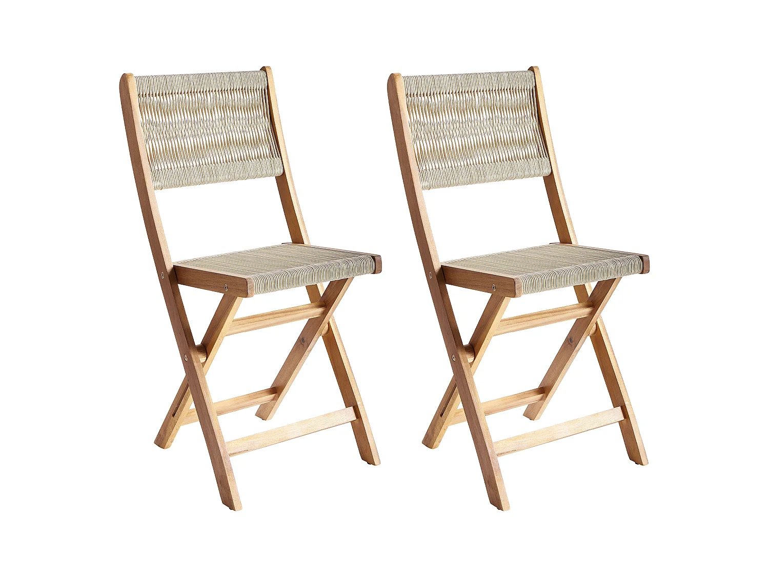 Lot de 2 chaises de jardin PROSSEDI Pliant Acacia Beige