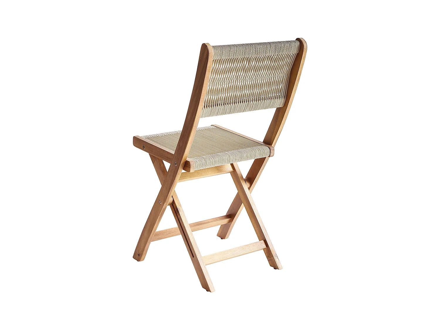 Gartenstühle 2er Set Akazienholz mit Seilgeflecht beige klappbar Prossedi