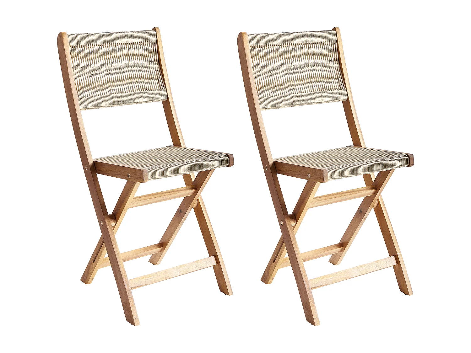 Lot de 2 chaises de jardin PROSSEDI Pliant Acacia Beige