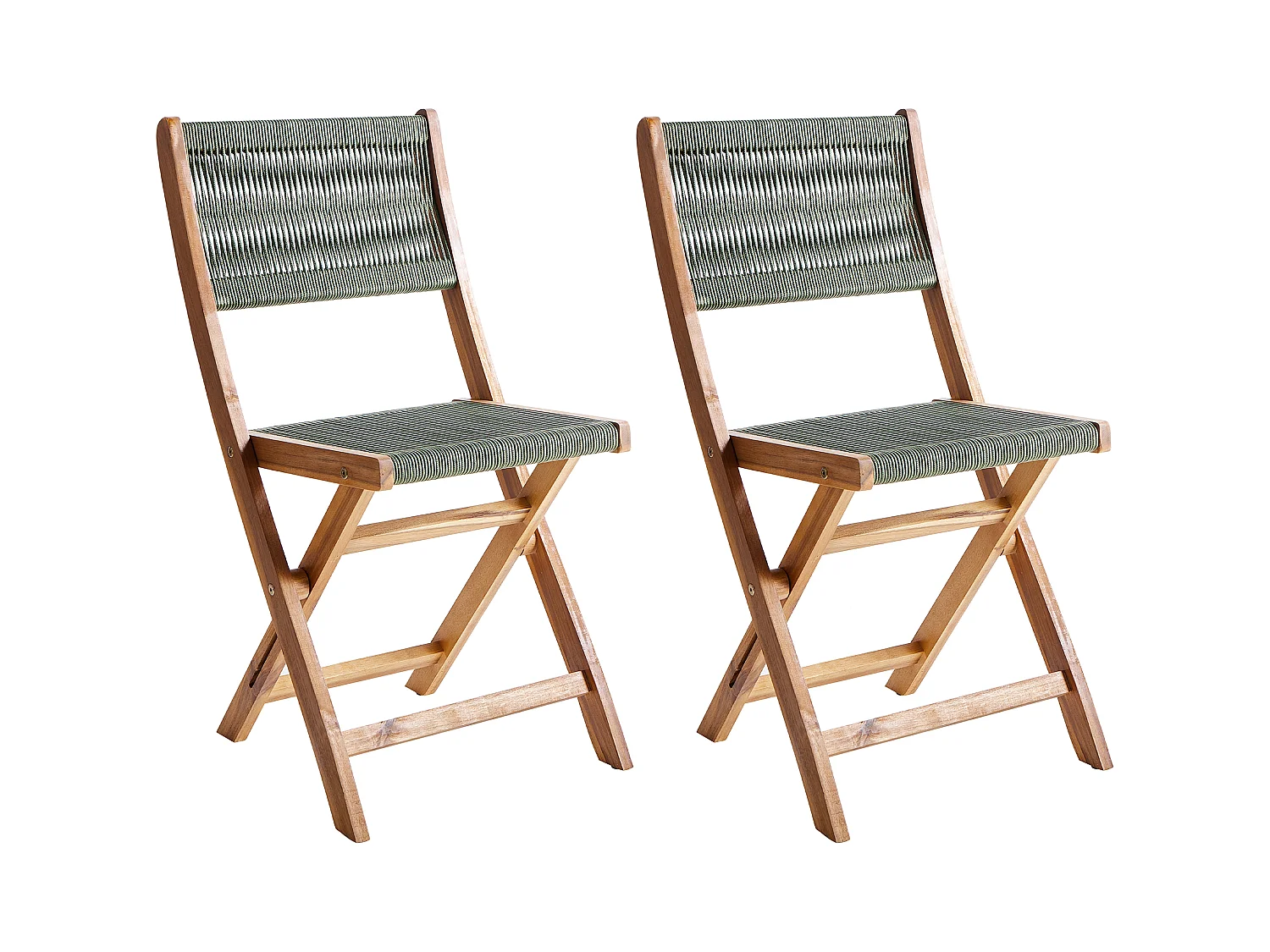 Lot de 2 chaises de jardin PROSSEDI Pliant Acacia Vert