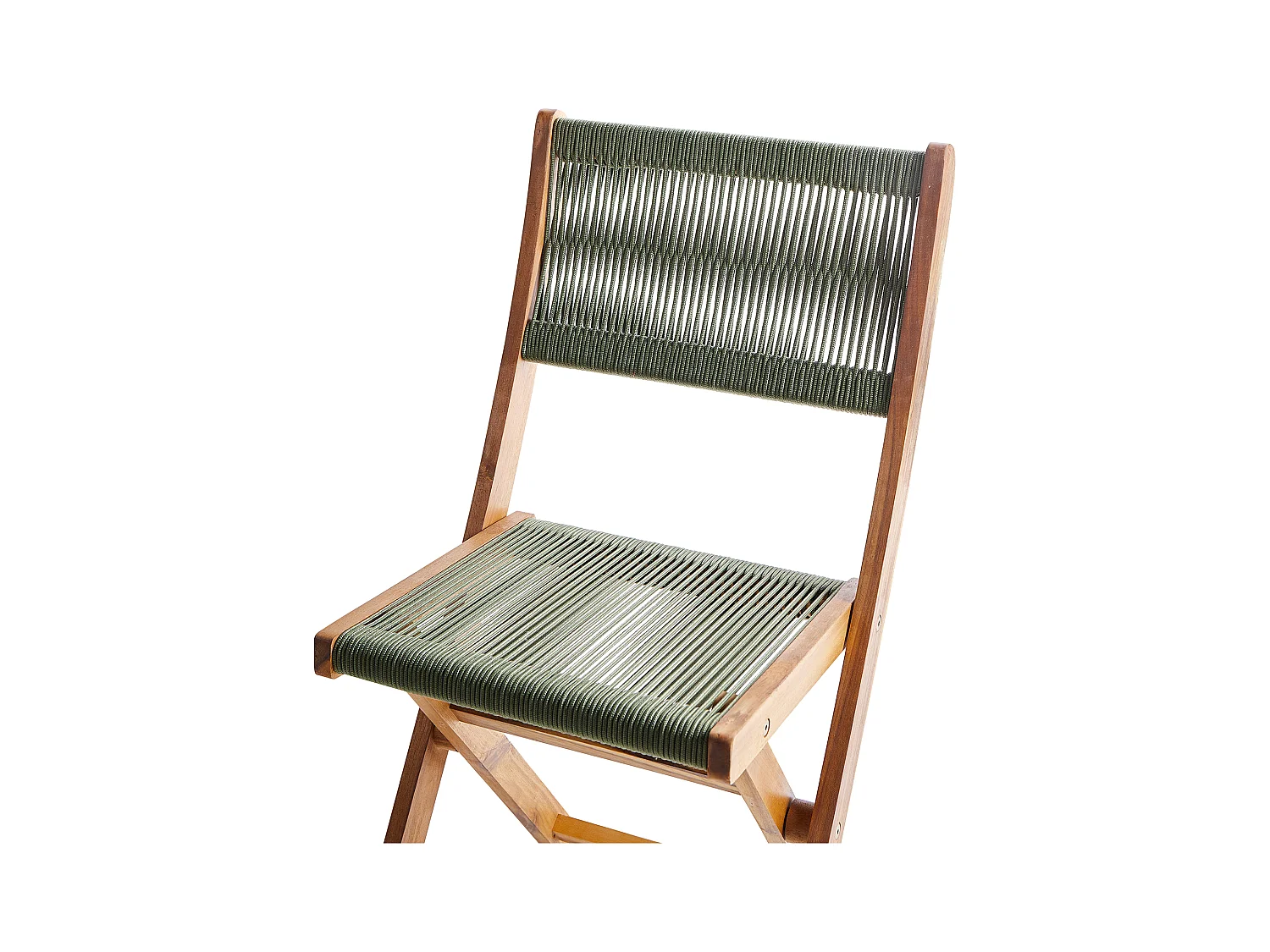 Gartenstühle 2er Set Akazienholz mit Seilgeflecht grün klappbar Prossedi