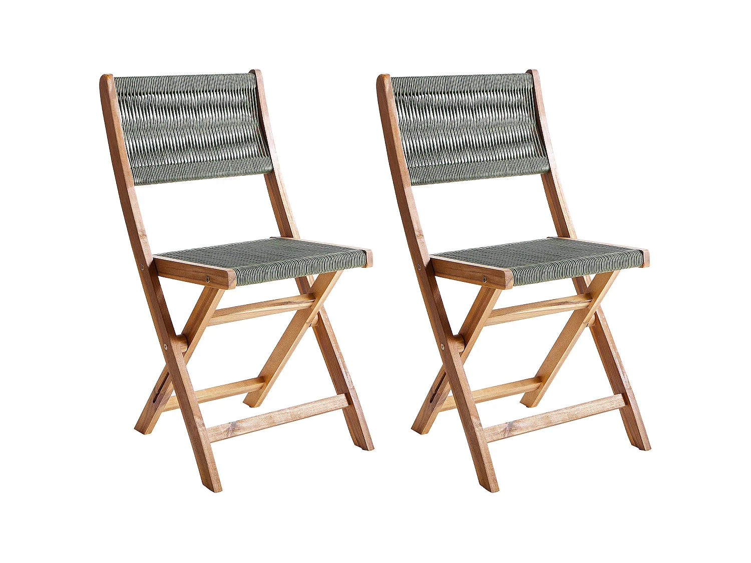 Lot de 2 chaises de jardin PROSSEDI Pliant Acacia Vert