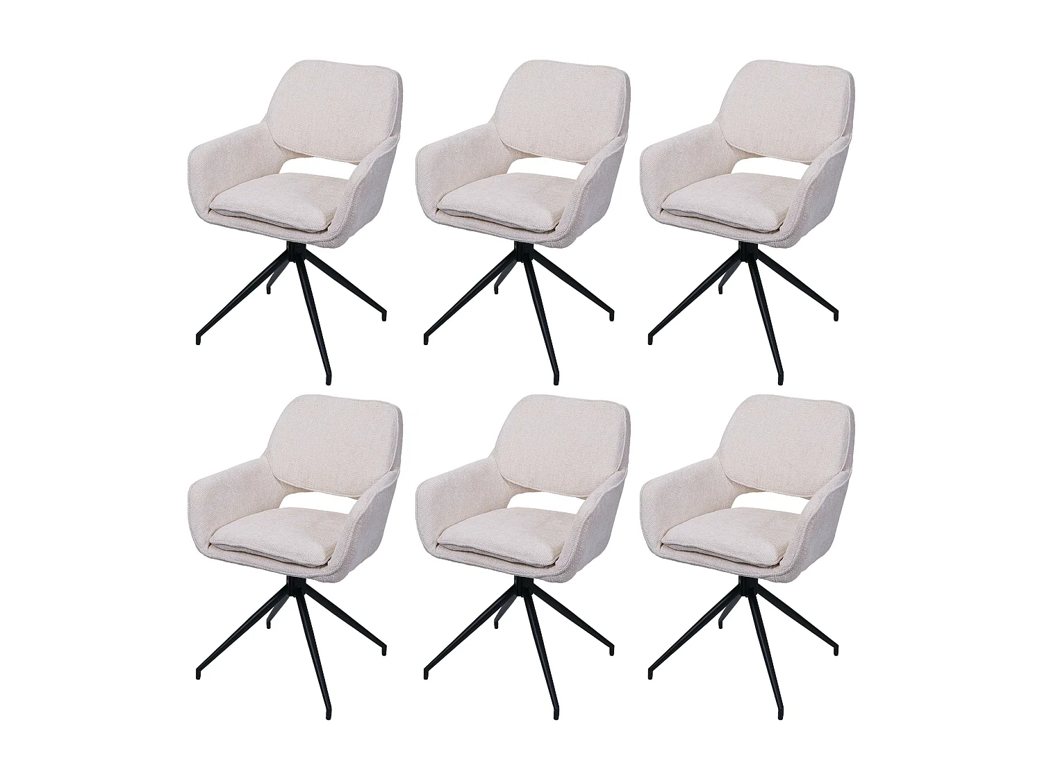 Chaise de salle à manger MCW-N74 (lot de 6),  crème