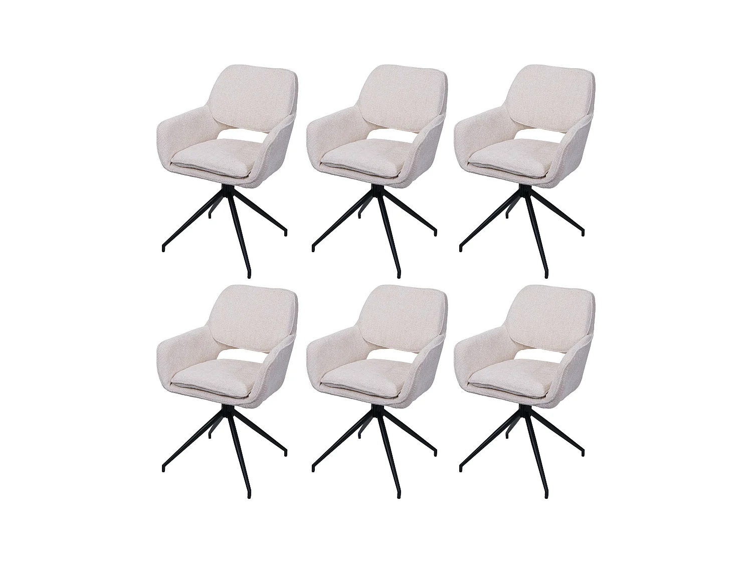 Chaise de salle à manger MCW-N74 (lot de 6),  crème