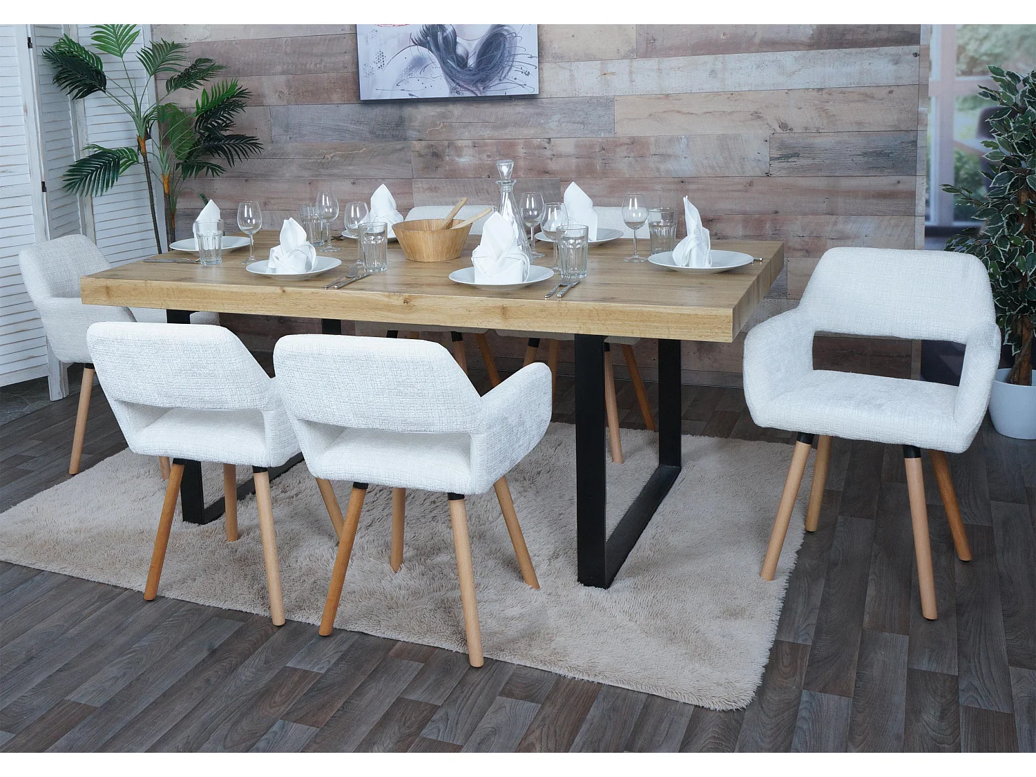 Eetkamerstoel MCW-A50 II (set van 6),  crème