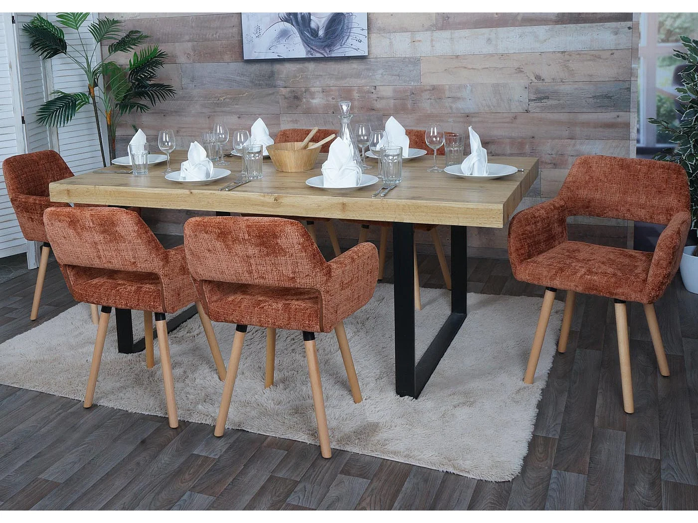 Silla de comedor MCW-A50 II (juego de 6),  terracota