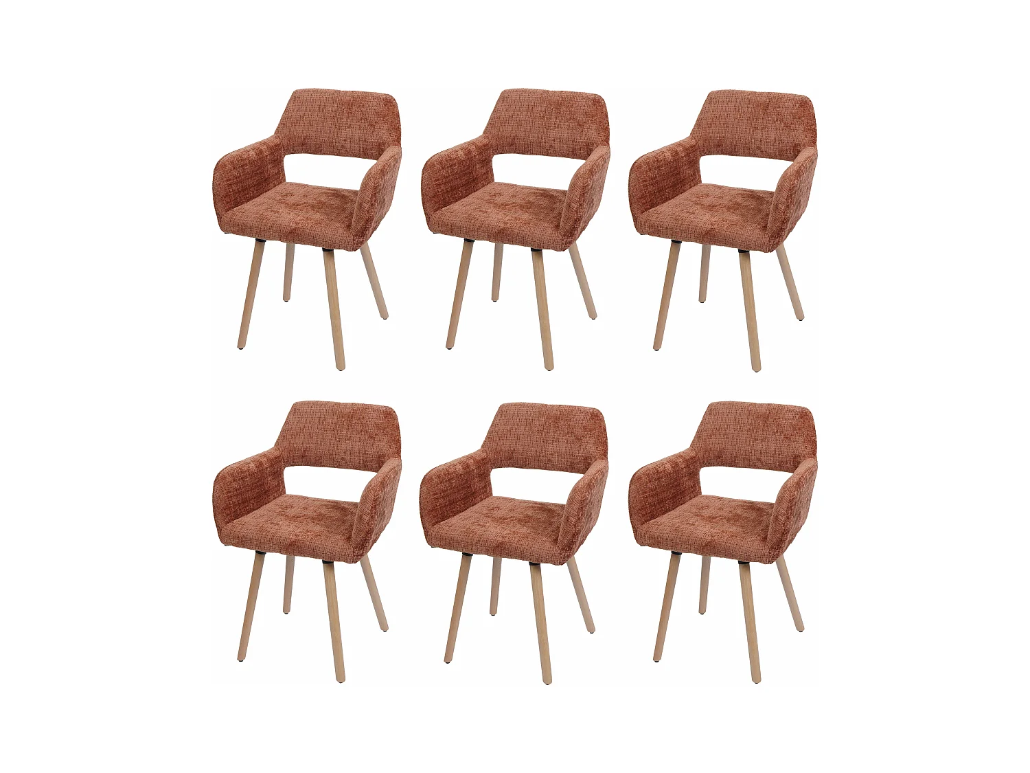 Chaise de salle à manger MCW-A50 II (lot de 6),  terracotta