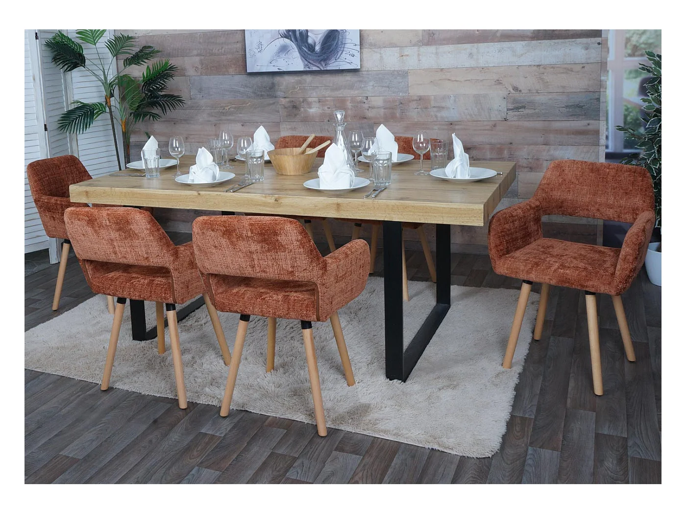 Eetkamerstoel MCW-A50 II (set van 6),  terracotta