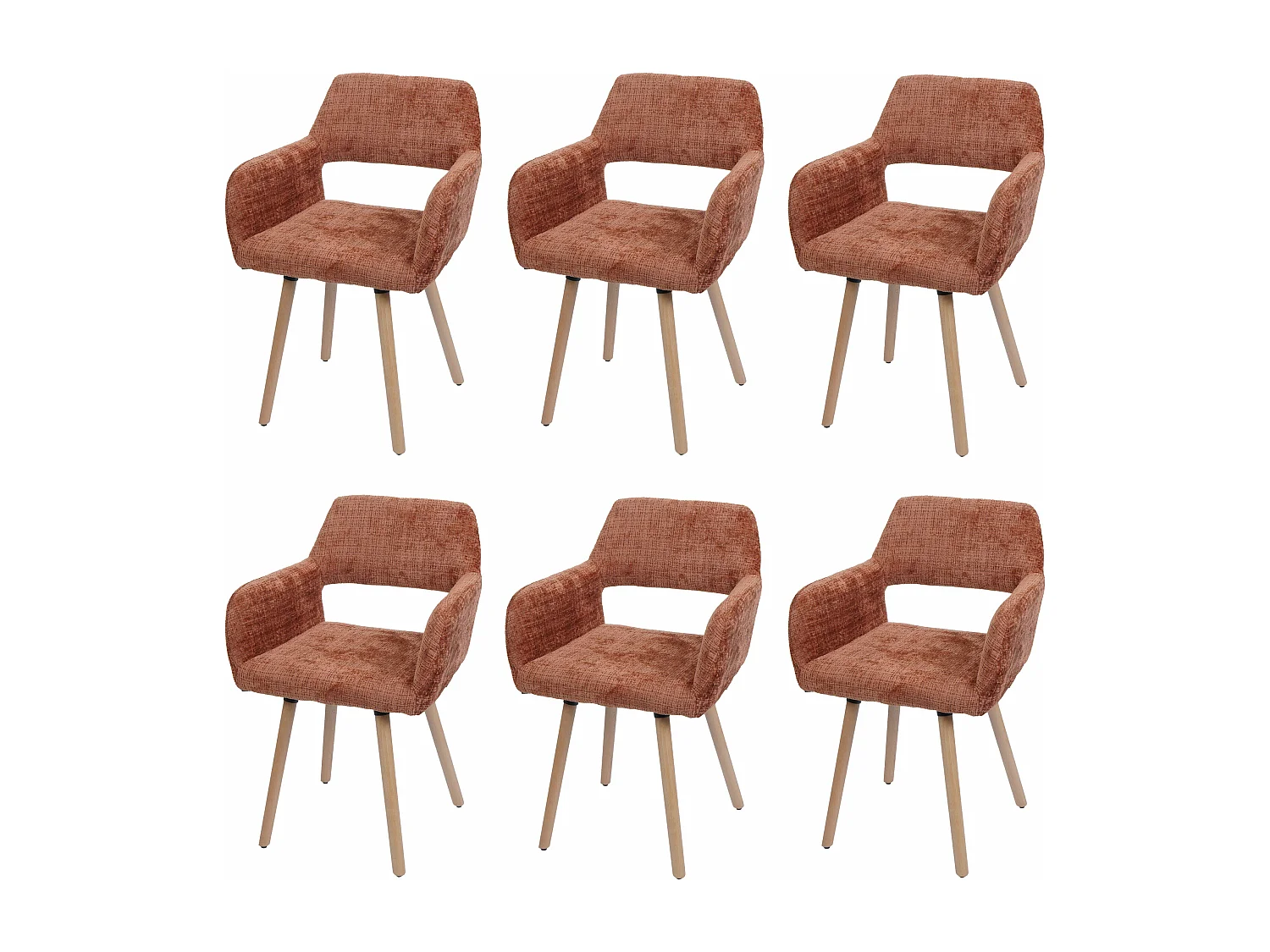 Chaise de salle à manger MCW-A50 II (lot de 6),  terracotta