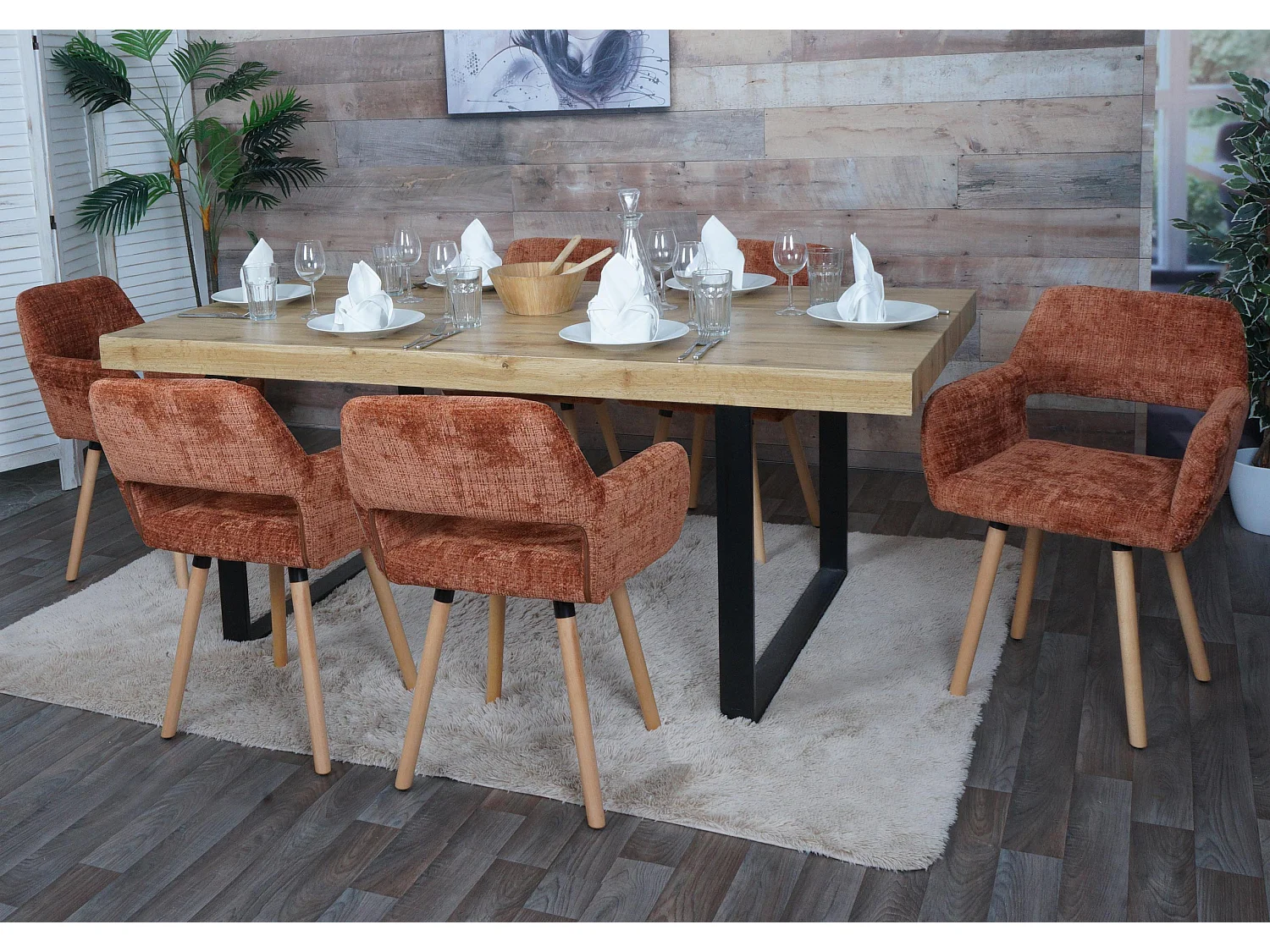 Chaise de salle à manger MCW-A50 II (lot de 6),  terracotta