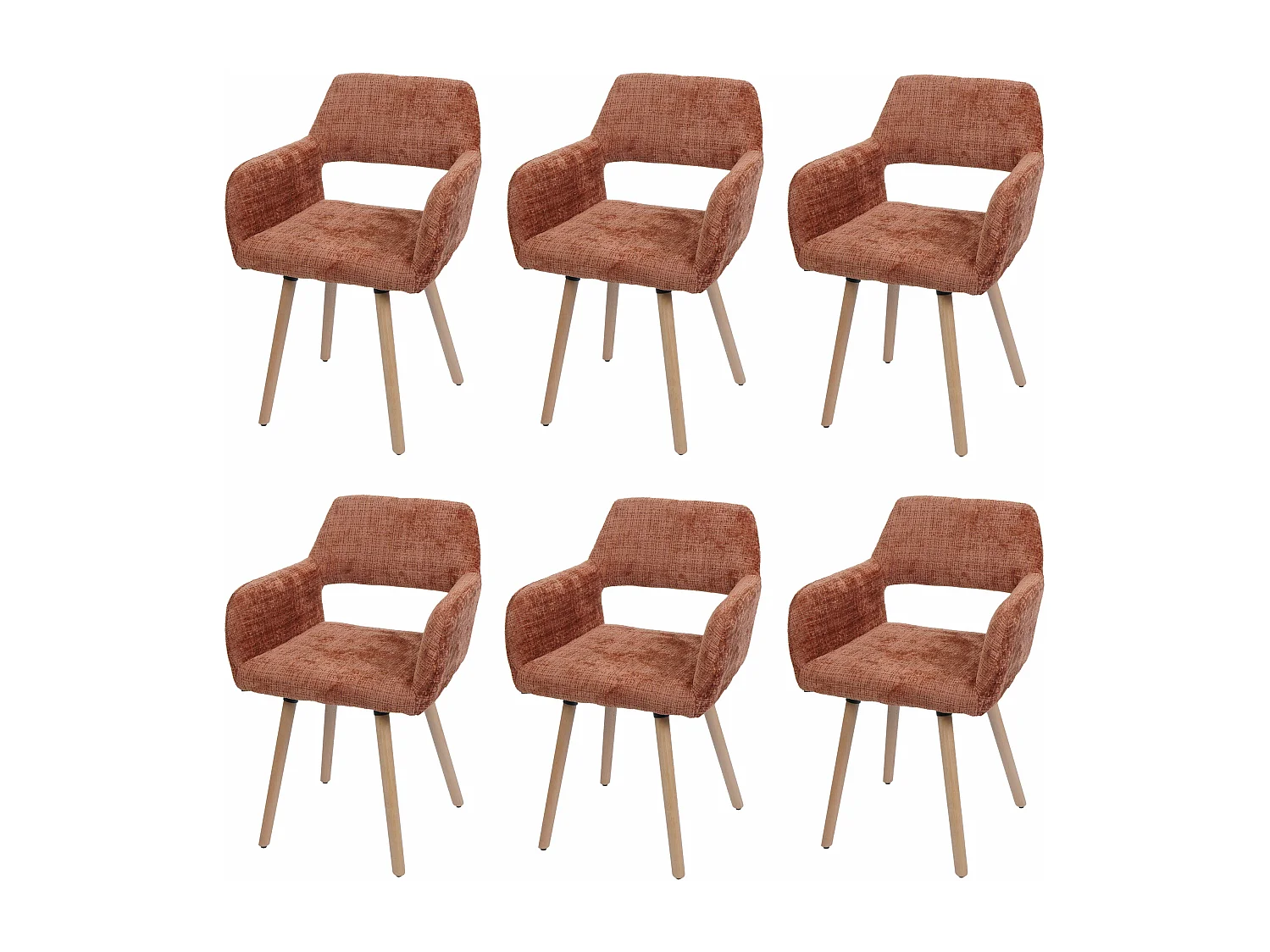 Chaise de salle à manger MCW-A50 II (lot de 6),  terracotta