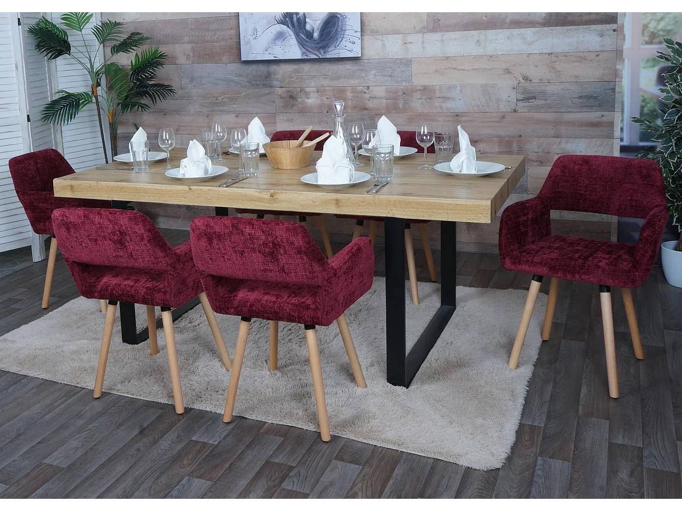 Esszimmerstuhl MCW-A50 II (6er-Set), Bordeaux