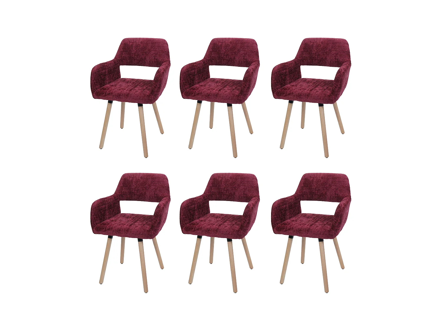 Chaise de salle à manger MCW-A50 II (lot de 6),  bordeaux