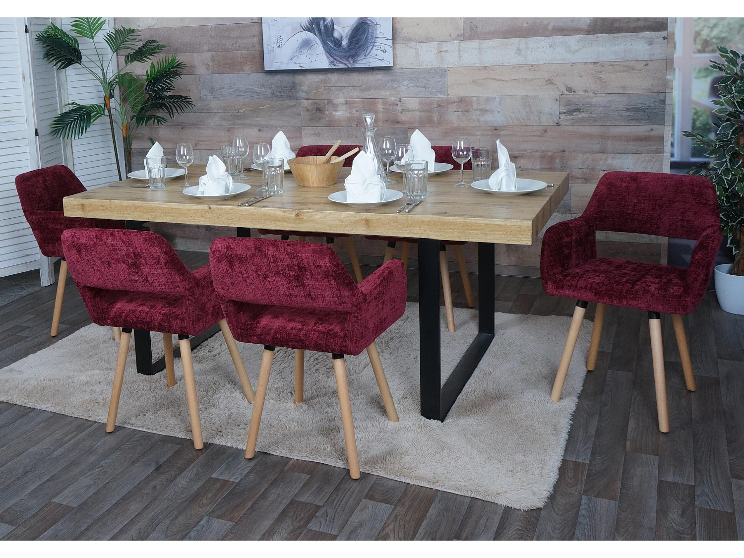 Eetkamerstoel MCW-A50 II (set van 6),  bordeaux