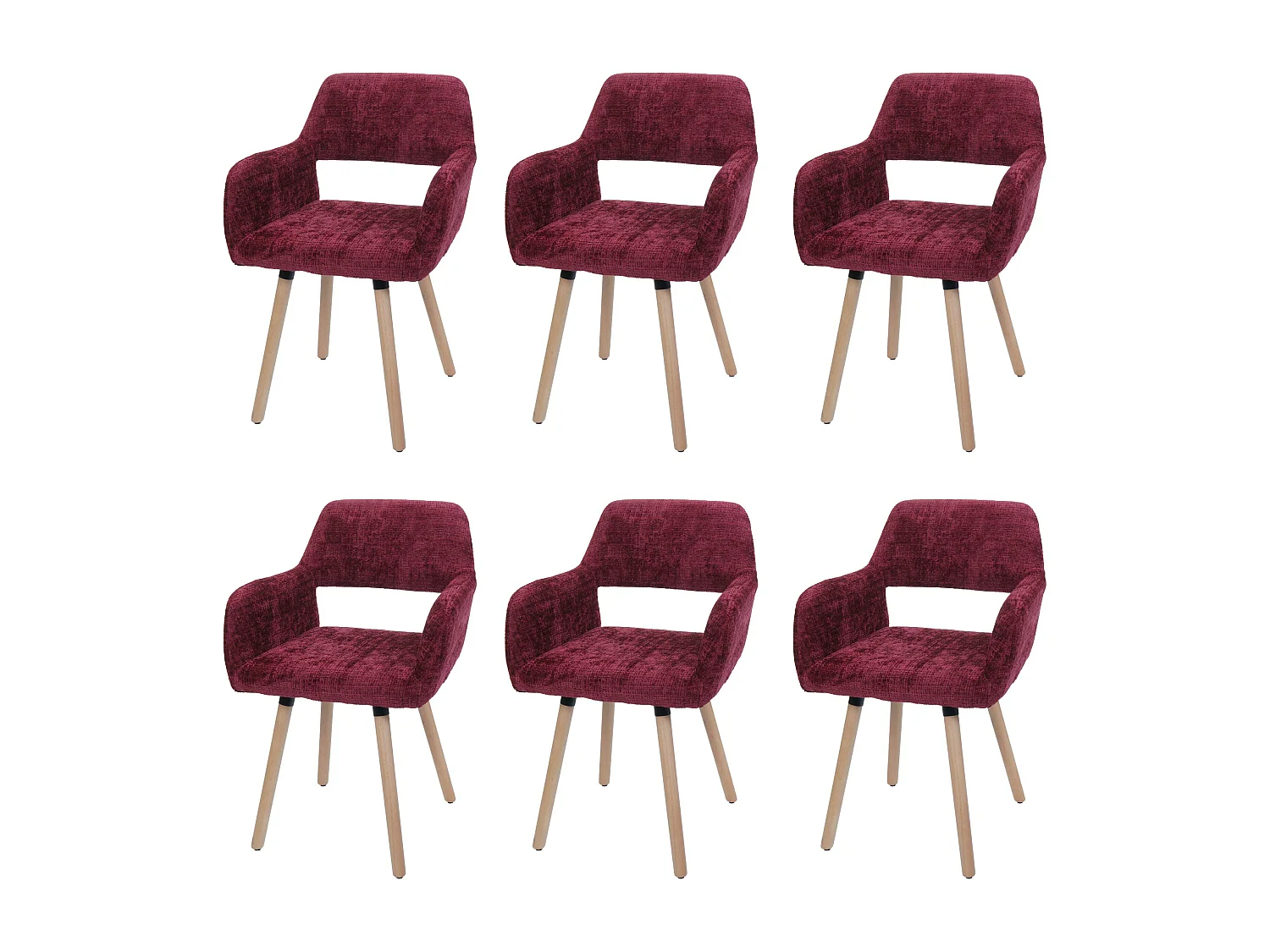 Eetkamerstoel MCW-A50 II (set van 6),  bordeaux