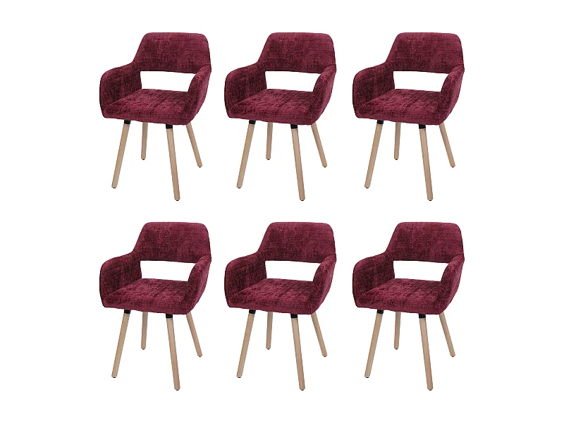 Chaise de salle à manger MCW-A50 II (lot de 6),  bordeaux