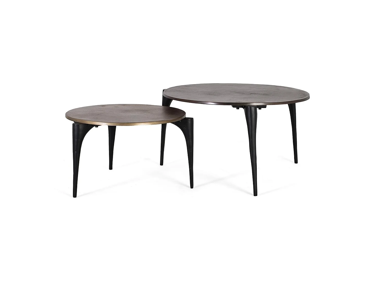 Tables basses en aluminium - Grande table : 82 cm, Petite table : 64 cm - Style moderne - 37 x 64 x 64 cm