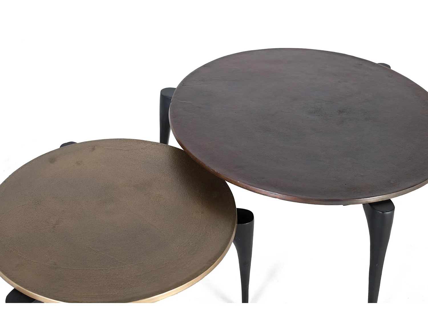 Tables basses en aluminium - Grande table : 82 cm, Petite table : 64 cm - Style moderne - 37 x 64 x 64 cm