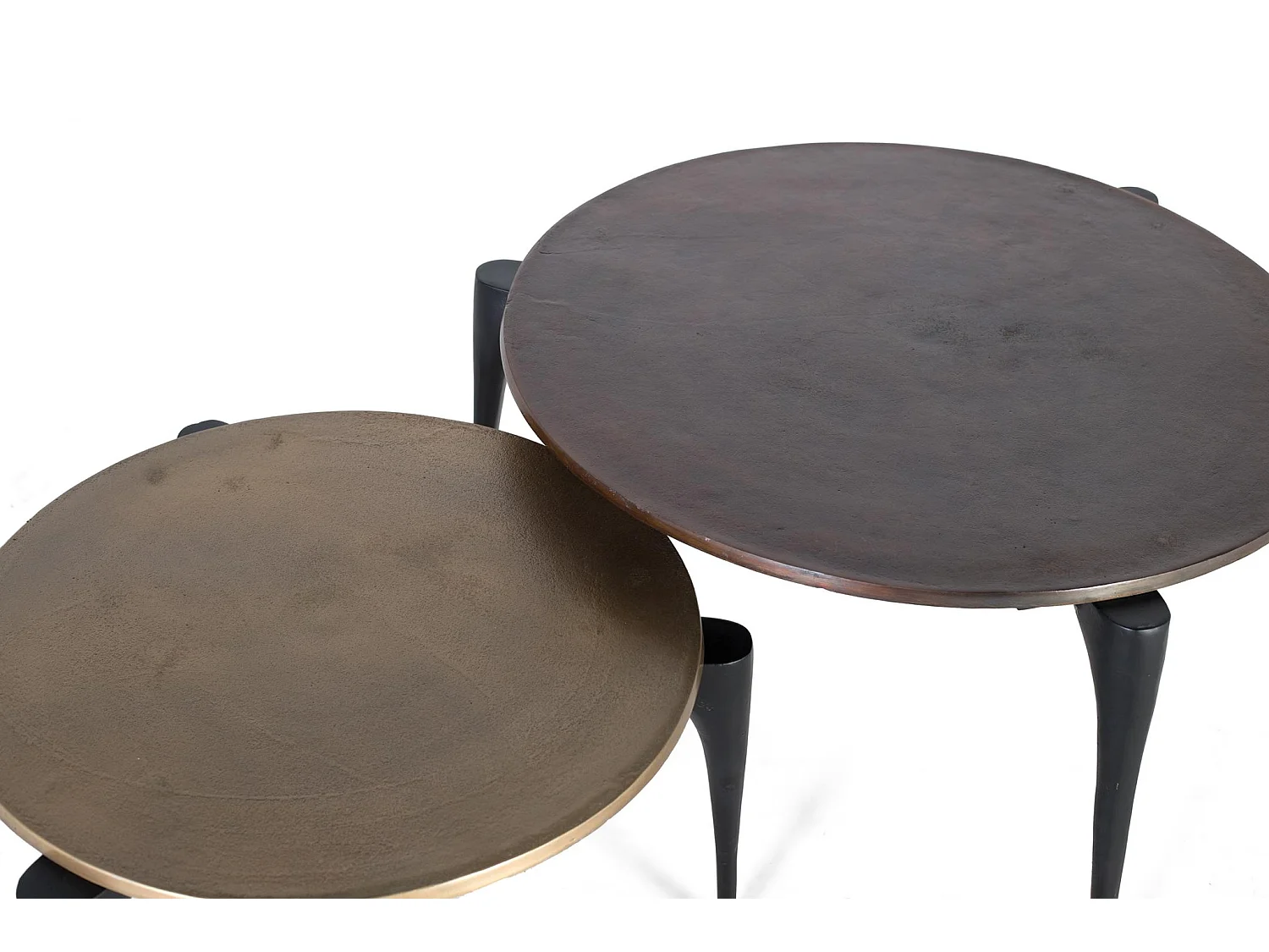 Tables basses en aluminium - Grande table : 82 cm, Petite table : 64 cm - Style moderne - 37 x 64 x 64 cm