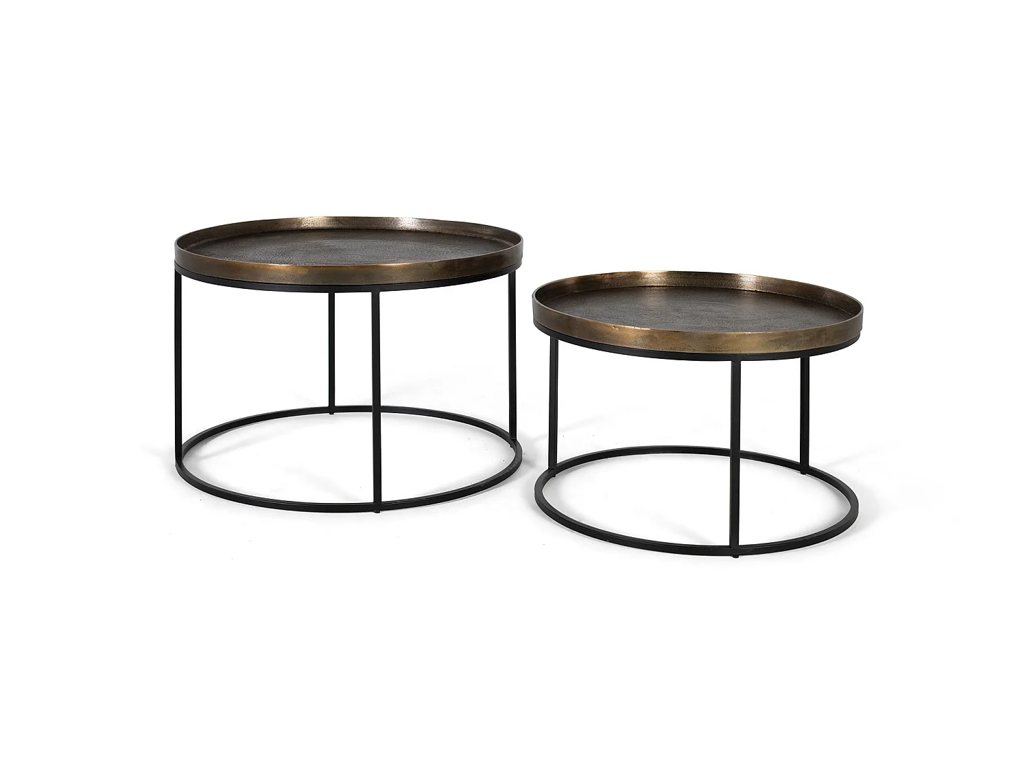 Aluminium-Couchtische, großer Tisch: 75 cm, kleiner Tisch: 65 cm, Industriestil – 50 x 75 x 75 cm