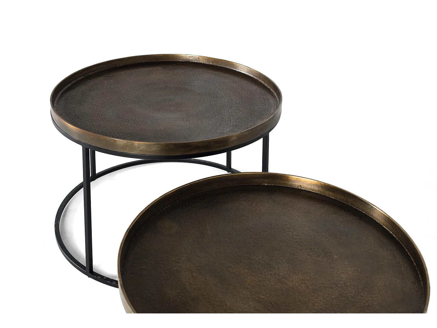 Aluminium-Couchtische, großer Tisch: 75 cm, kleiner Tisch: 65 cm, Industriestil – 50 x 75 x 75 cm