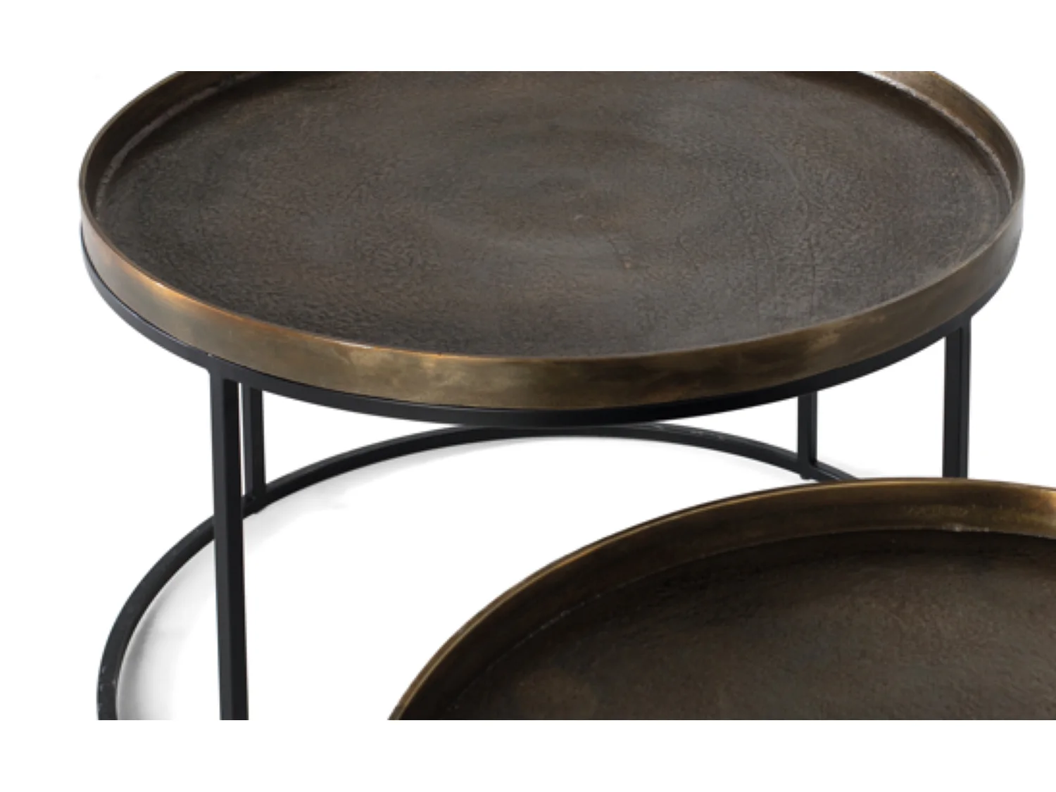 Aluminium-Couchtische, großer Tisch: 75 cm, kleiner Tisch: 65 cm, Industriestil – 50 x 75 x 75 cm
