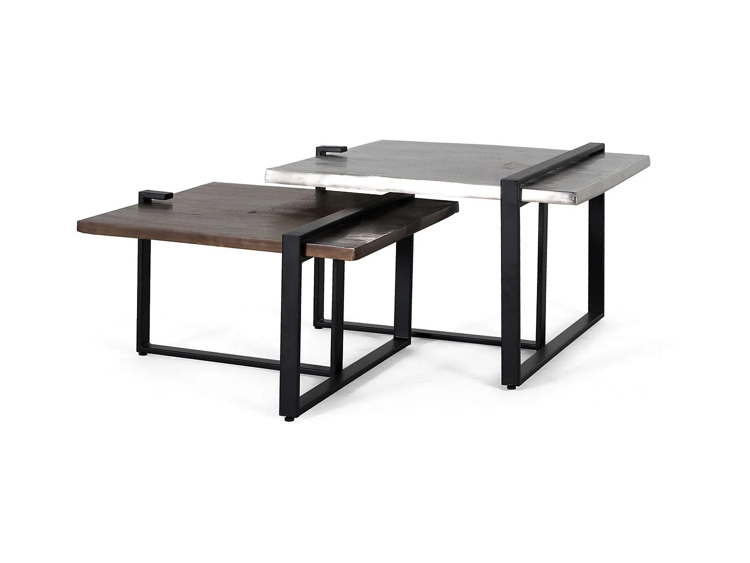 Ensemble de 2 tables basses en aluminium et métal