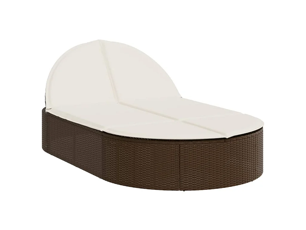 Chaise longue double avec coussins marron résine tressée