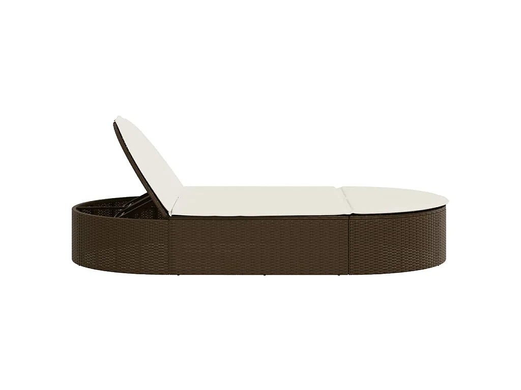Chaise longue double avec coussins marron résine tressée