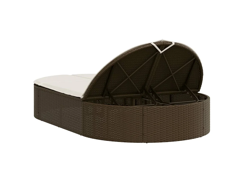 Chaise longue double avec coussins marron résine tressée