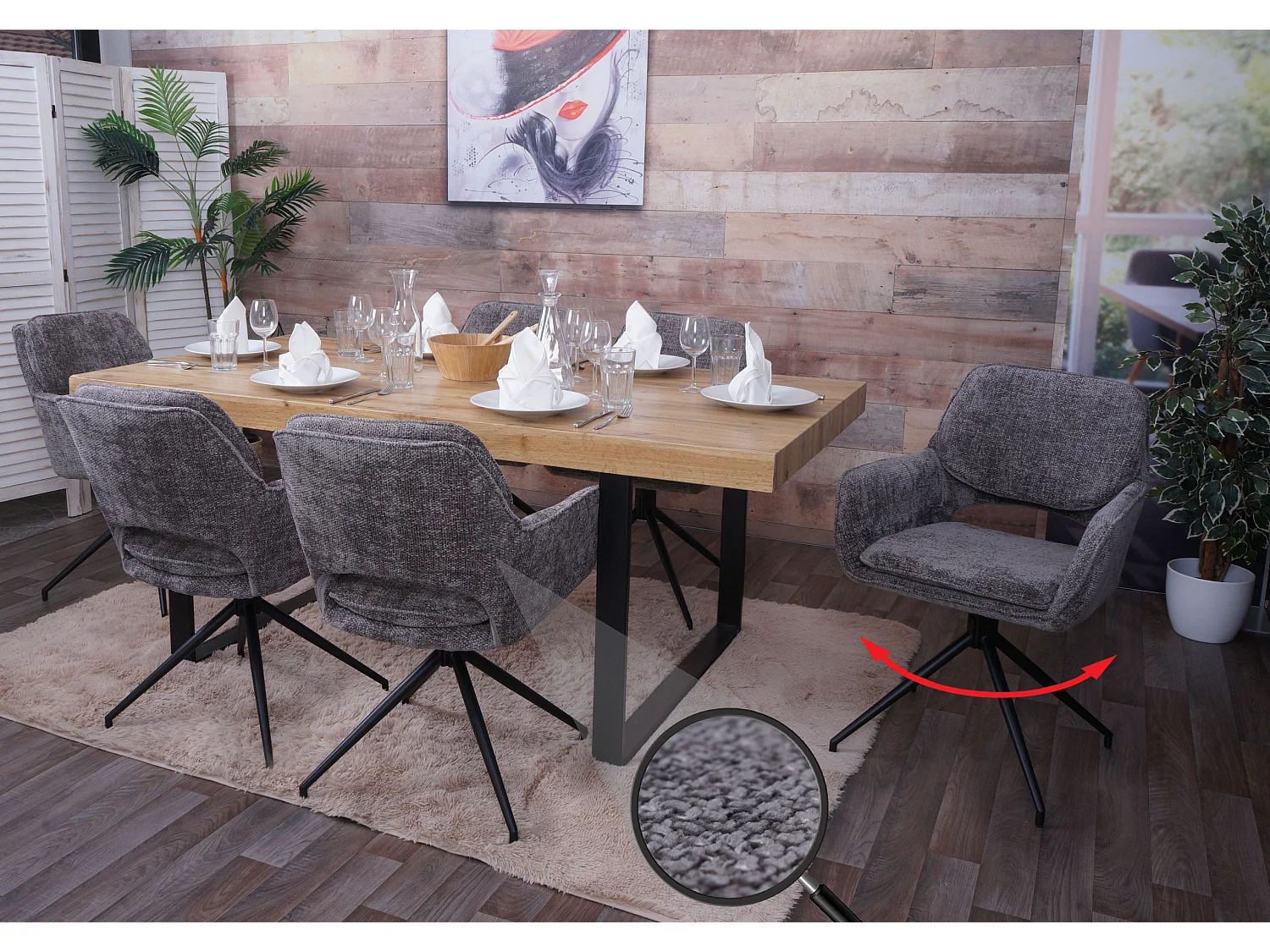 Eetkamerstoel MCW-N74 (set van 6),  donkergrijs