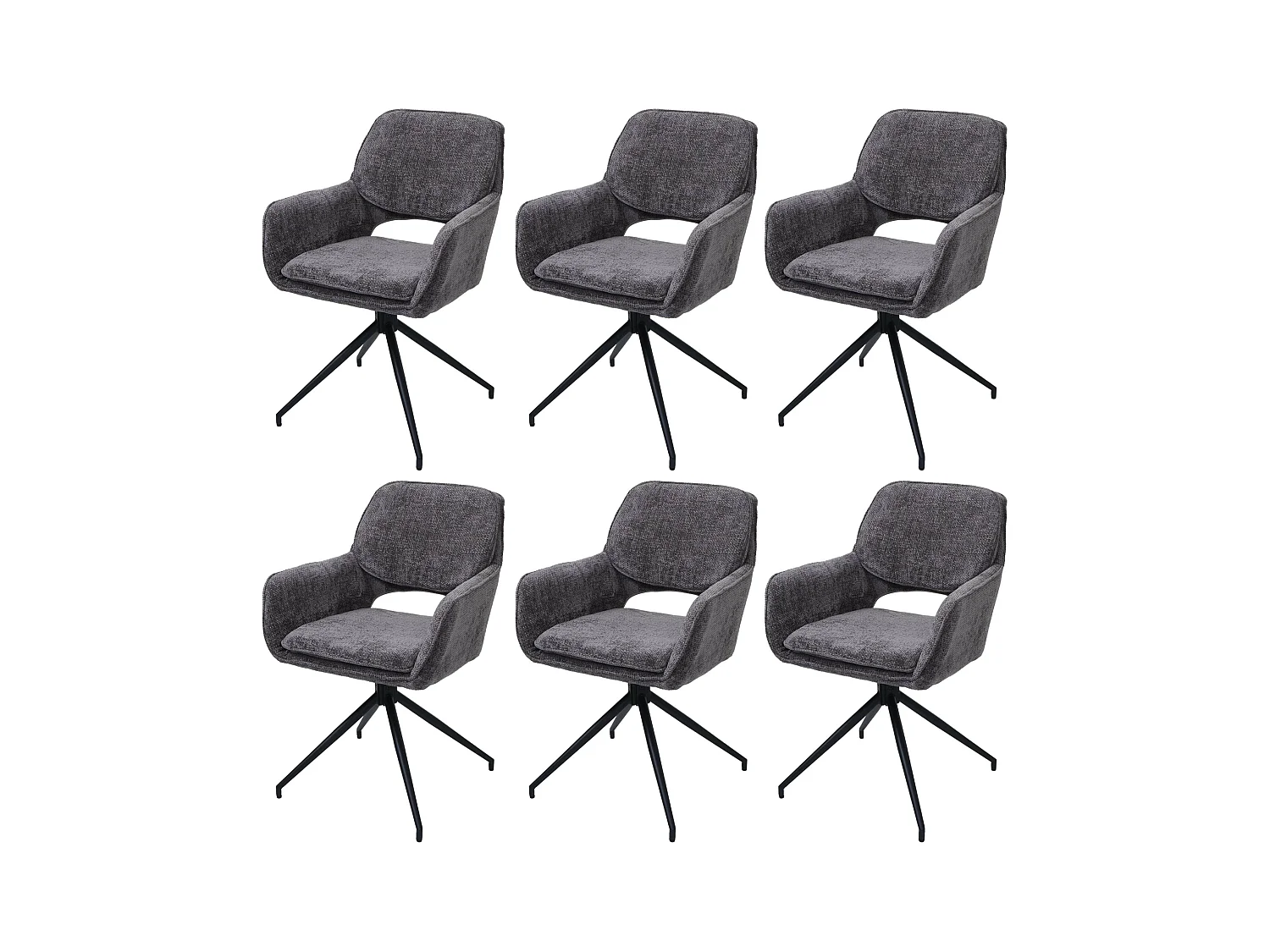 Chaise de salle à manger MCW-N74 (lot de 6),  gris foncé