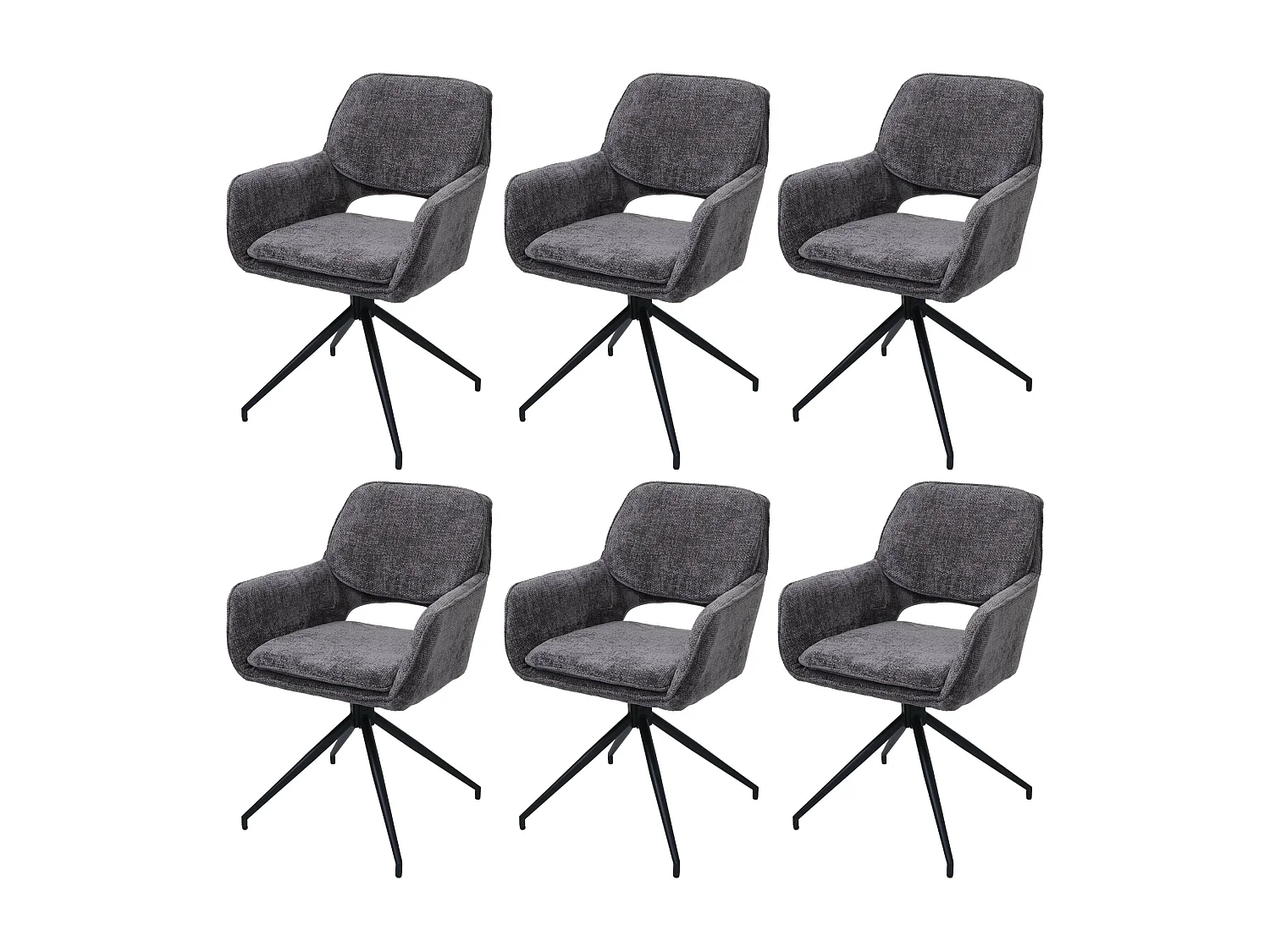 Eetkamerstoel MCW-N74 (set van 6),  donkergrijs