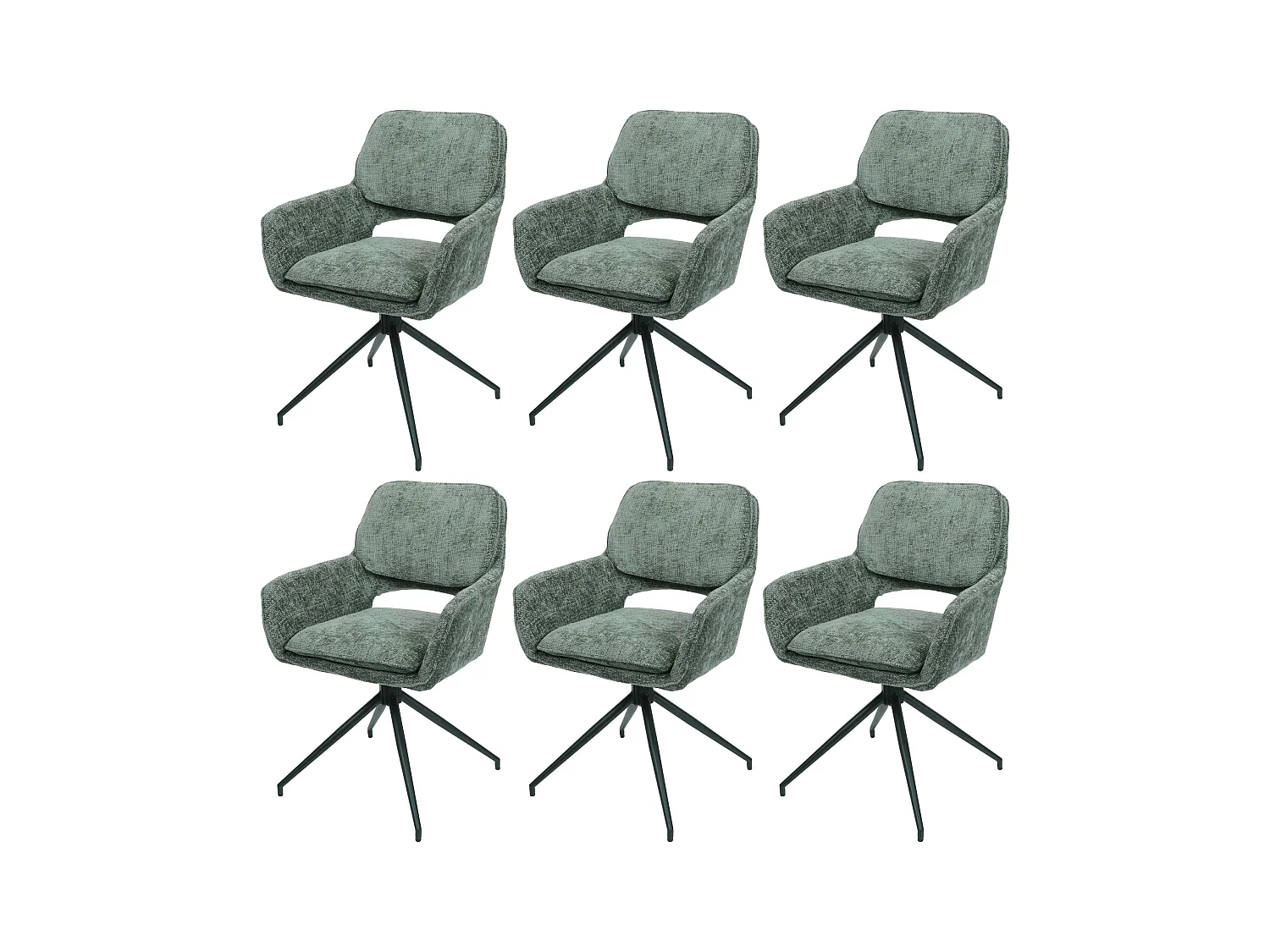 Chaise de salle à manger MCW-N74 (lot de 6),  vert