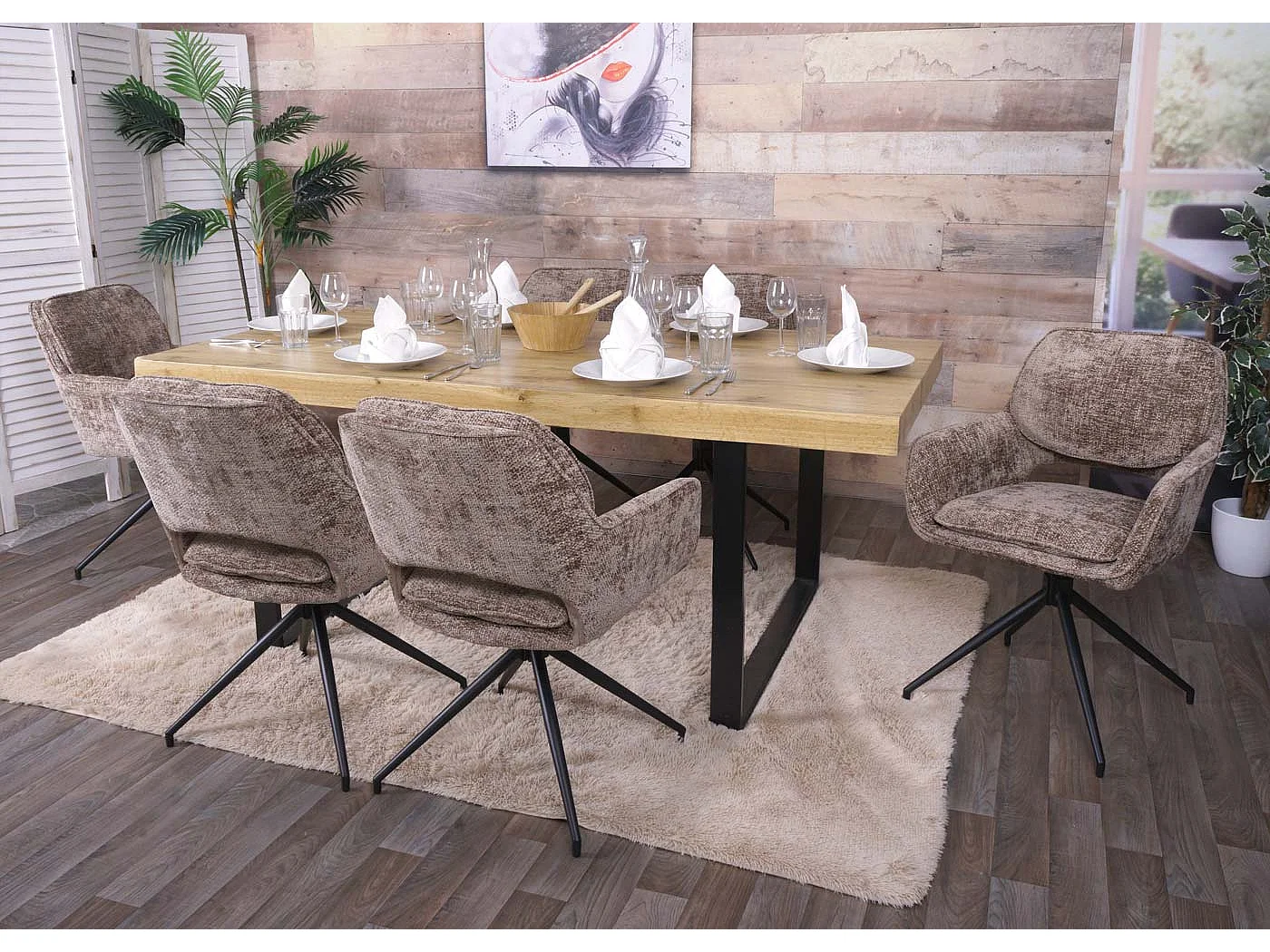 Chaise de salle à manger MCW-N74 (lot de 6),  marron