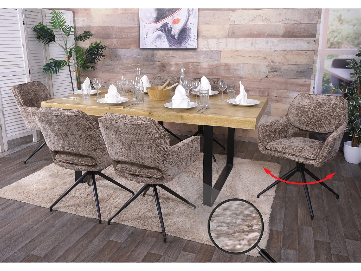 Chaise de salle à manger MCW-N74 (lot de 6),  marron