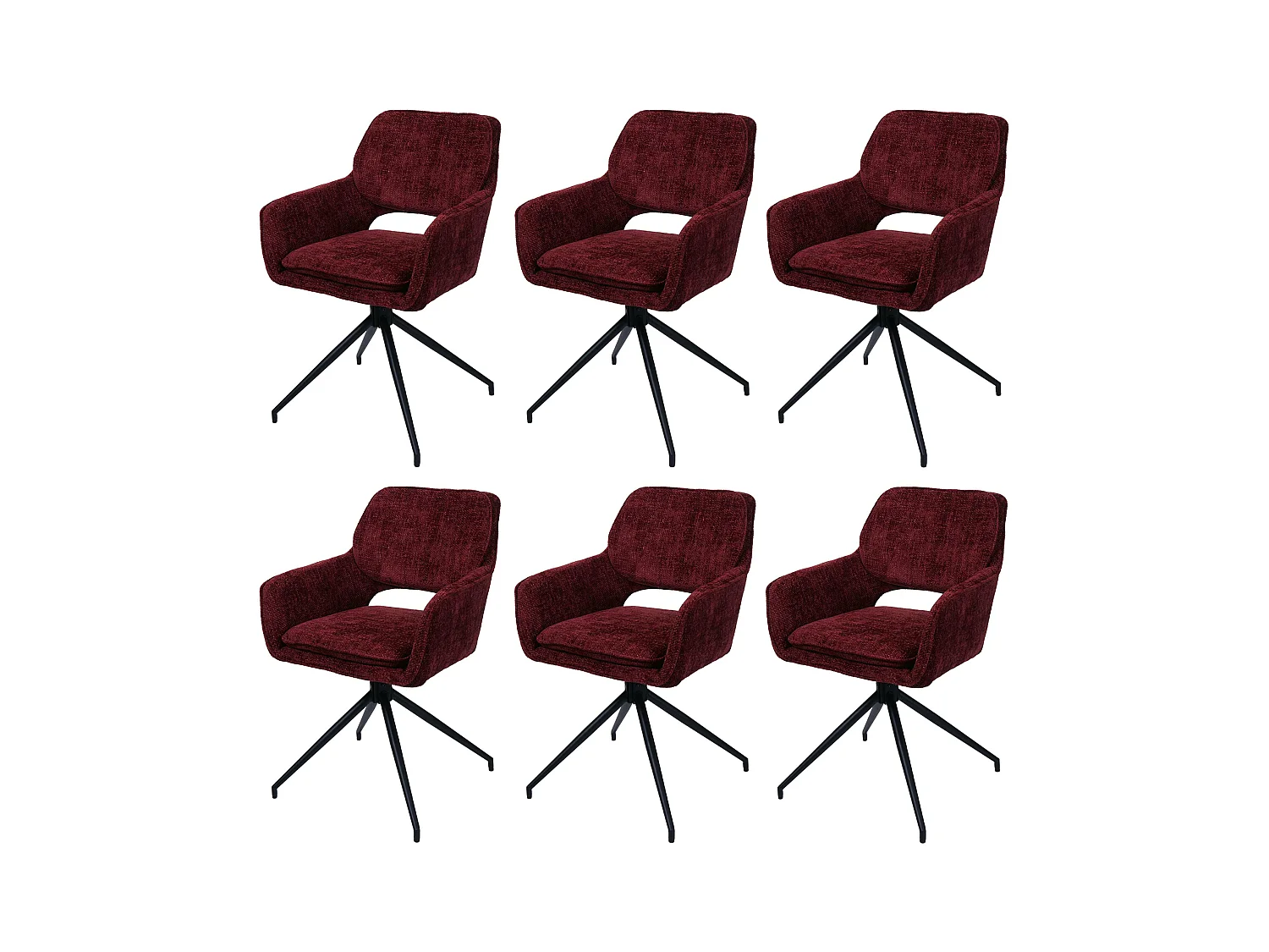 Chaise de salle à manger MCW-N74 (lot de 6),  bordeaux